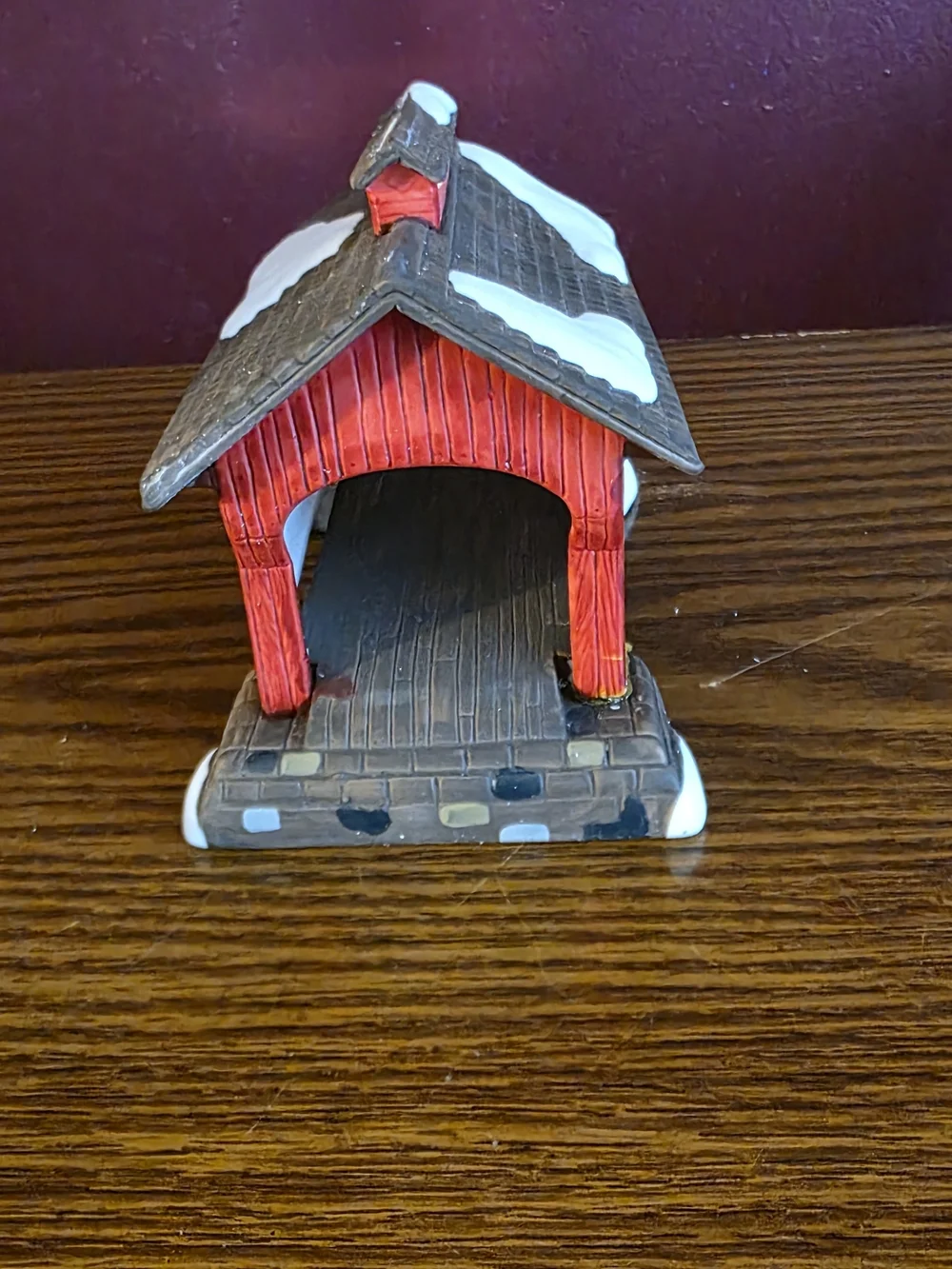 Dept 56 Heritage Village Red Covered Bridge Maple Creek Porcelain Hand Painted